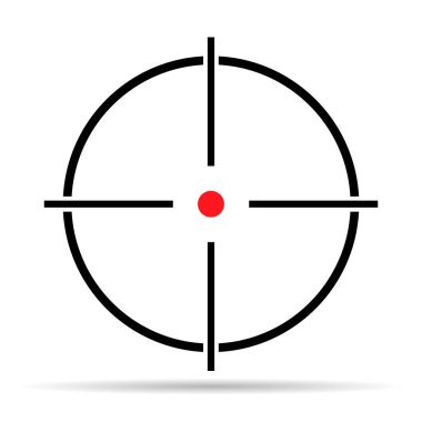 Crosshair ordusu hedef gölge simgesi, çapraz işaret işareti, grafik vektör illüstrasyonu .
