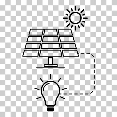 Güneş paneli simgesi, yeşil enerji teknolojisi, ekoloji alternatif enerji vektörü illüstrasyonu .