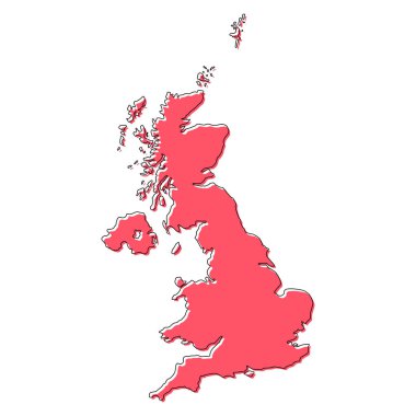 Büyük Britanya Birleşik Krallığı ve Kuzey İrlanda haritası, ayrıntılı web vektör illüstrasyonu .
