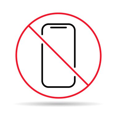 Mobil yasaklanmış gölge simgesi, kullanım dışı telefon işareti, akıllı telefon etiketi çizimini yasakla .