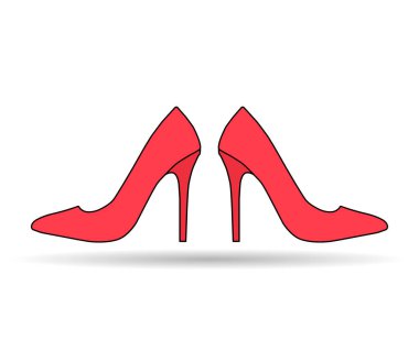 Yüksek topuklu çift gölge ikonu, ayakkabı stili işareti, zarif kadın sembolü illüstrasyon .