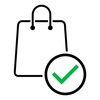 Alışveriş poşeti çizgisi simgesi, süpermarket kağıdı plastik paket işareti, eco mağaza vektör illüstrasyonu .