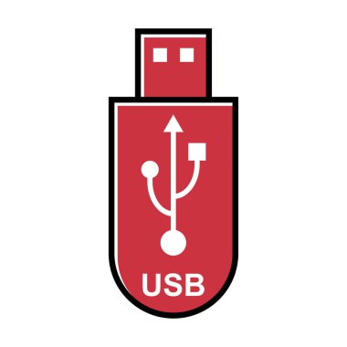 USB simge teknolojisi, bağlantı aygıtı işareti, elektronik taşınabilir sembol, vektör illüstrasyon ortamı .
