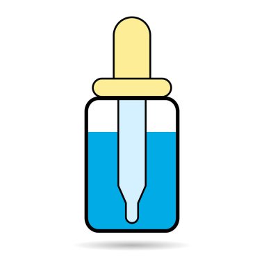 Damlatan sıvı gölge simgesi, ilaç sağlık aracı web sembolü, test sıvısı tasarım vektörü illüstrasyonu .