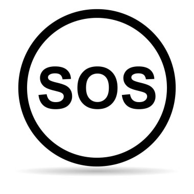 SOS gölge simgesi, güvenlik desteği uyarı tasarımı, vektör illüstrasyonunu kaydet .