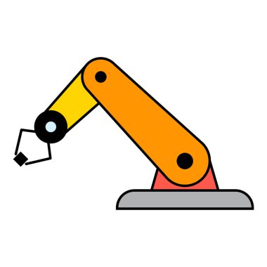 Mekanik robot kol makinesi simgesi, teknoloji hidrolik robot el, vektör illüstrasyonu .