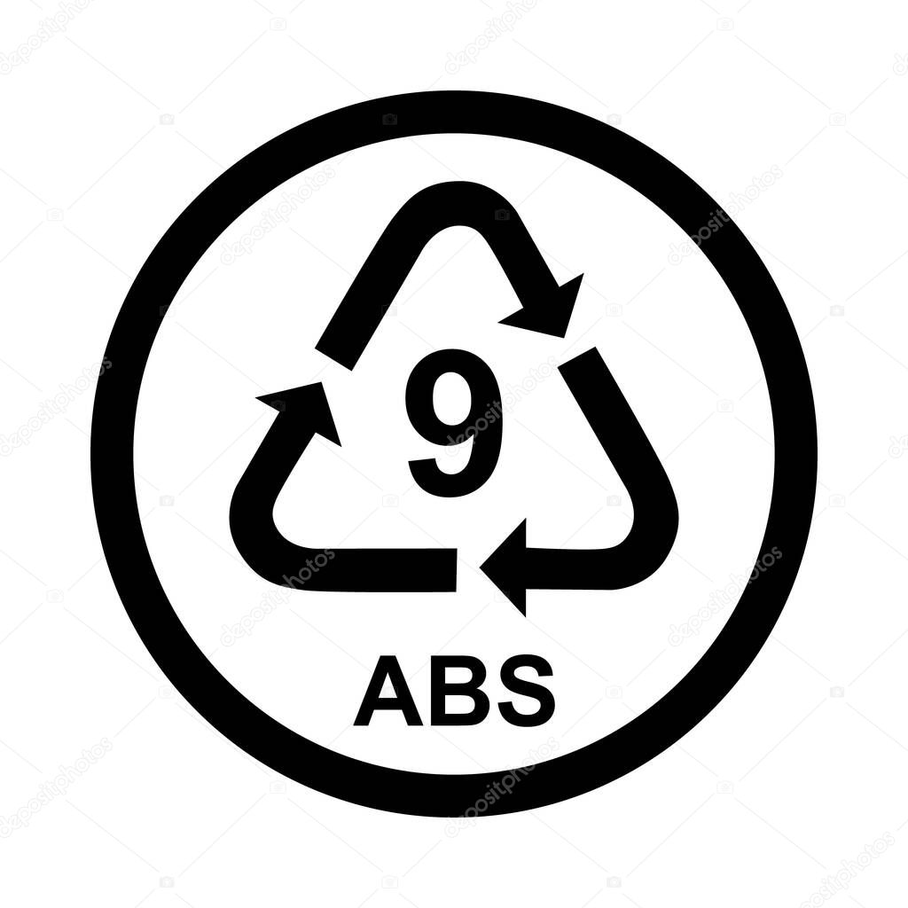 Plastic symbol, ecology recycling sign isolated on white background. Package waste icon .