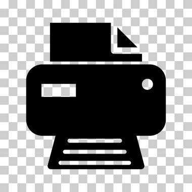 Yazıcı belgesi web simgesi, yazdırma makinesi teknolojisi düz işaret çizimi .