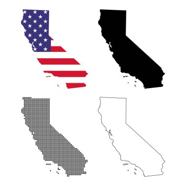 Kaliforniya haritası, Amerika Birleşik Devletleri. Düz konsept vektör çizimi .