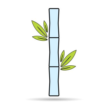 Bambu yaprağı gölge ikonu, doğa tropikal sembol tasarımı, web işaret çizimi çizimi .
