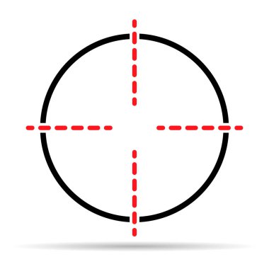 Crosshair ordusu hedef gölge simgesi, çapraz işaret işareti, grafik vektör illüstrasyonu .