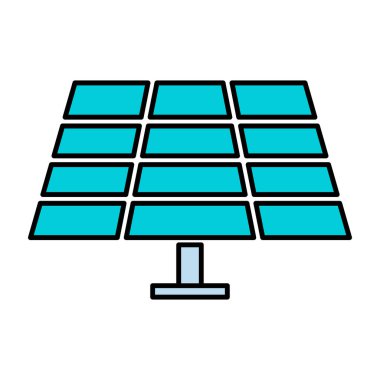 Güneş paneli simgesi, yeşil enerji teknolojisi, ekoloji alternatif enerji vektörü illüstrasyonu .