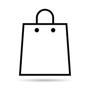 Alışveriş poşeti çizgisi gölge simgesi, süpermarket kağıdı plastik paket işareti, eco mağaza vektörü .