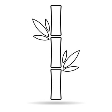 Bambu yaprağı gölge ikonu, doğa tropikal sembol tasarımı, web işaret çizimi çizimi .