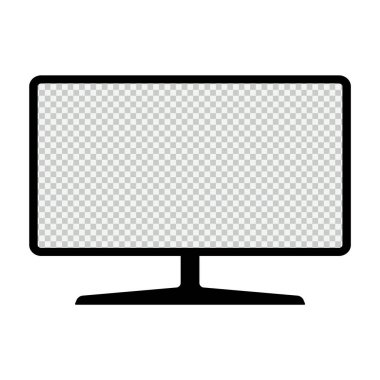 İnce pc monitör simgesi, teknoloji aygıtı ekipman sembolü, web vektör illüstrasyonu .