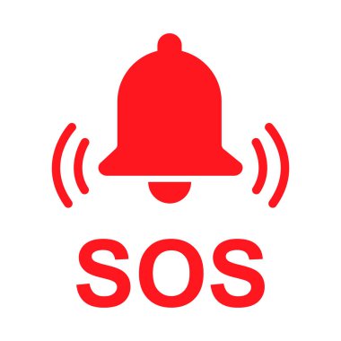 SOS yardım simgesi, güvenlik desteği uyarısı düz tasarım, vektör illüstrasyonunu kaydet .