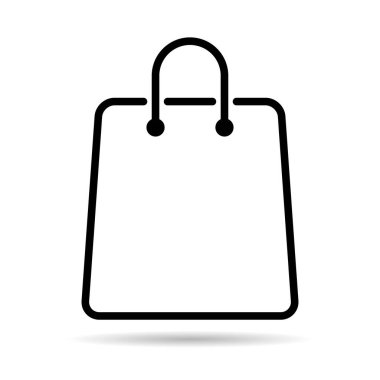 Alışveriş poşeti çizgisi gölge simgesi, süpermarket kağıdı plastik paket işareti, eco mağaza vektörü .