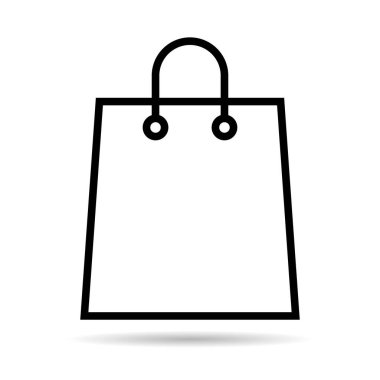 Alışveriş poşeti çizgisi gölge simgesi, süpermarket kağıdı plastik paket işareti, eco mağaza vektörü .