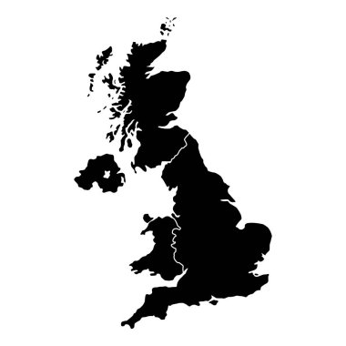 Büyük Britanya Birleşik Krallığı ve Kuzey İrlanda haritası, ayrıntılı web vektör illüstrasyonu .