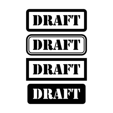 Taslak pul sembolü seti, etiket etiketi işareti düğmesi, metin sancak vektör illüstrasyonu .