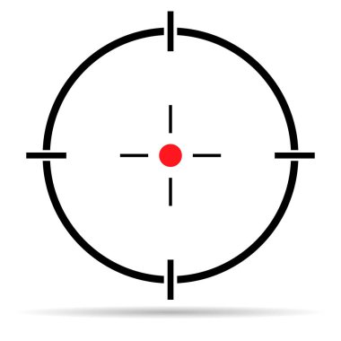 Crosshair ordusu hedef gölge simgesi, çapraz işaret işareti, grafik vektör illüstrasyonu .
