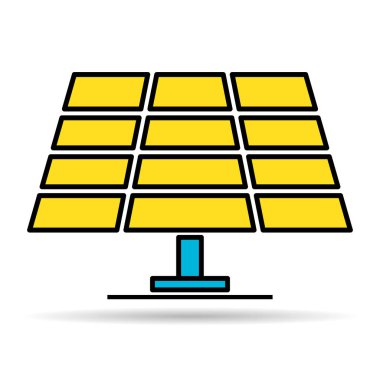 Güneş paneli gölge simgesi, yeşil güç teknolojisi, ekoloji alternatif enerji vektörü illüstrasyonu .