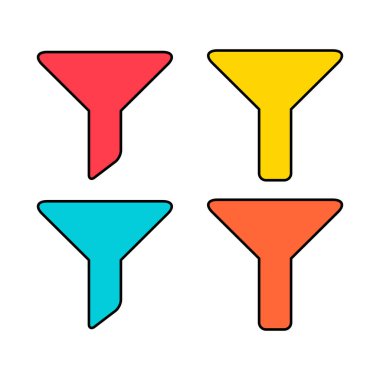 Filtre düğmesi ağ şekli simgesi, filtreleme sembolü, huni işareti çizimi .