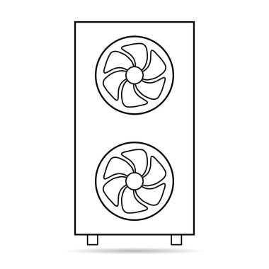 Isı pompası hava kaynağı gölge simgesi, soğutma elektrikli sistem makinesi, havalı web vektör illüstrasyonu .