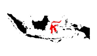 Endonezya detaylı Sulawesi harita şekli, düz web grafik konsept vektör gösterimi .