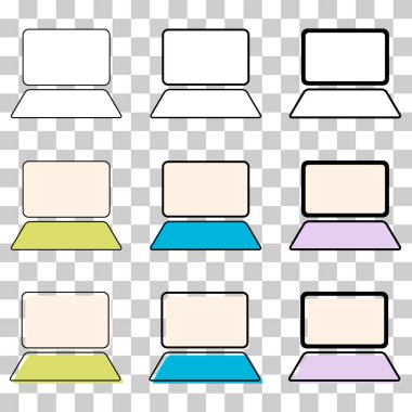 Dizüstü bilgisayarın düz web simgesi, dizüstü bilgisayar teknolojisi sembolü, boş ekran vektör illüstrasyonu .