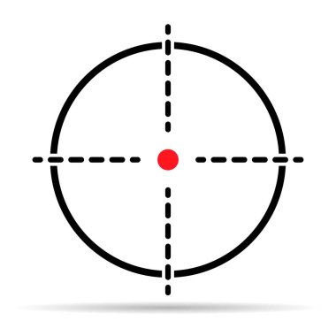 Crosshair ordusu hedef gölge simgesi, çapraz işaret işareti, grafik vektör illüstrasyonu .