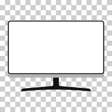 İnce pc monitör simgesi, teknoloji aygıtı ekipman sembolü, web vektör illüstrasyonu .