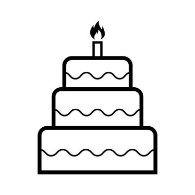 Tatlı pasta ikonu, pastane tatlı besin sembolü, mutlu yıllar grafik vektör çizimi .