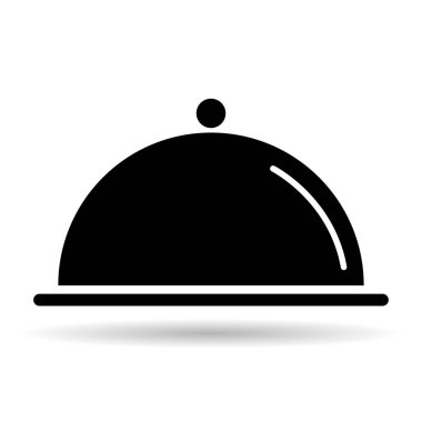Waiter tray shadow icon, dish menu restaurant web symbol, lunch design vector illustration .