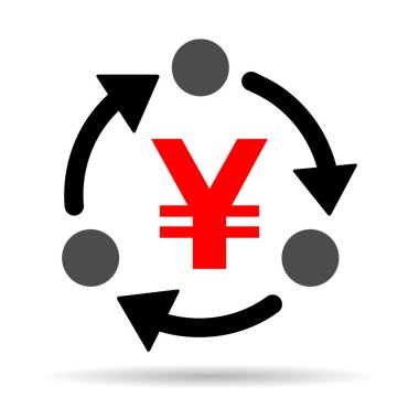 Yuan para gölge simgesi değiştir, nakit bilgi web sembolünü takas et, imza vektör illüstrasyonunu dönüştür .