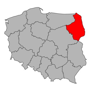 Polonya Podlaskie haritası şekli, seyahat web düz konsept vektör çizimi .