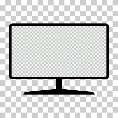 İnce pc monitör simgesi, teknoloji aygıtı ekipman sembolü, web vektör illüstrasyonu .