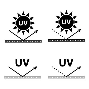 Set of Sun protection factor icon, uv radiation block symbol, sun protect skin vector illustration .