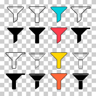 Filtre düğmesi ağ şekli simgesi, filtreleme sembolü, huni işareti çizimi .