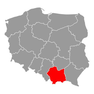 Polonya 'nın daha az Polonya haritası şekli, seyahat web düz konsept vektör çizimi .