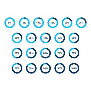 Bilgi yuvarlak diyagramı simgesi kümesi, bilgi turtası tasarımı, pazarlama vektör illüstrasyonu .