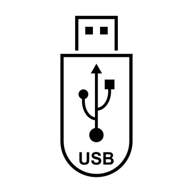USB simge teknolojisi, bağlantı aygıtı işareti, elektronik taşınabilir sembol, vektör illüstrasyon ortamı .