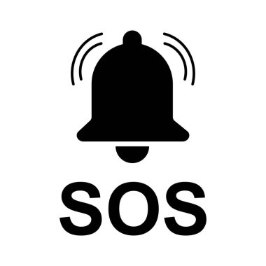 SOS yardım simgesi, güvenlik desteği uyarısı düz tasarım, vektör illüstrasyonunu kaydet .
