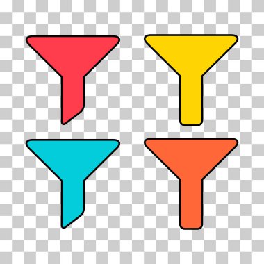 Filtre düğmesi ağ şekli simgesi, filtreleme sembolü, huni işareti çizimi .