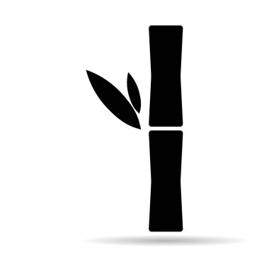 Bambu yaprağı gölge ikonu, doğa tropikal sembol tasarımı, web işaret çizimi çizimi .