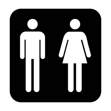 Tuvalet kadınları ve erkekler WC sembolü, düz web düğmesi, tuvalet vektör illüstrasyon bilgileri .