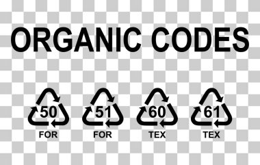 Beyaz arkaplanda organik semboller, ekoloji geri dönüşüm işaretleri var. Paket atığı simgesi .