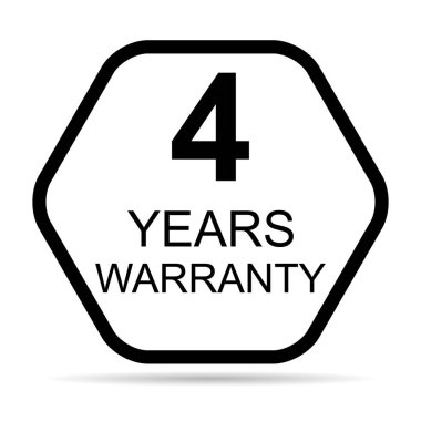 Dört yıllık garanti gölge simgesi, rozet mühürü garantisi müşteri imzası, pul vektör illüstrasyonu .