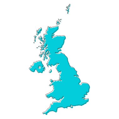 Büyük Britanya Birleşik Krallığı ve Kuzey İrlanda haritası, ayrıntılı web vektör illüstrasyonu .