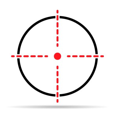 Crosshair ordusu hedef gölge simgesi, çapraz işaret işareti, grafik vektör illüstrasyonu .